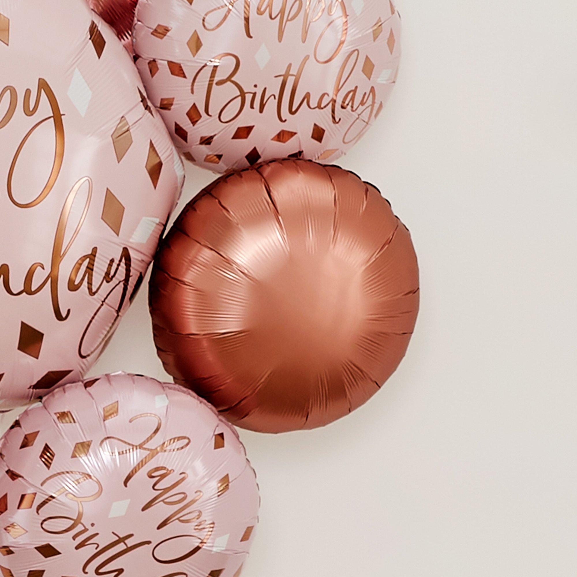 Premium Blush Birthday Foil Balloon Bouquet, 7pc